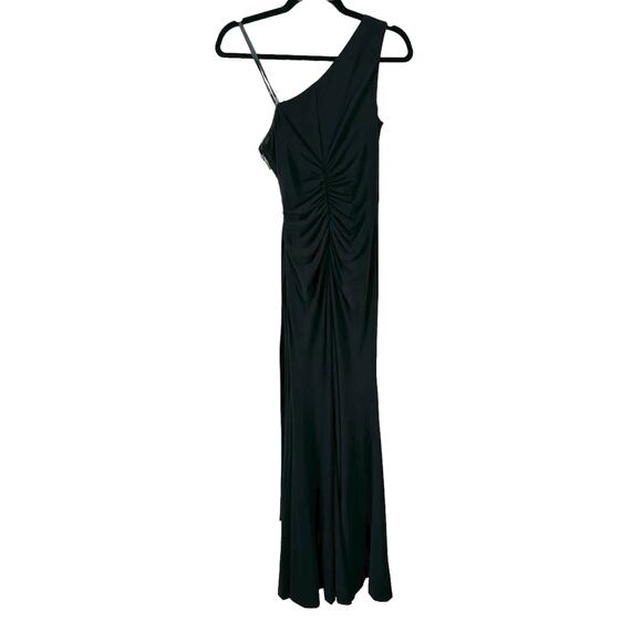 Vince Camuto New Womens One Shoulder Ruched Side Gown Dress Black 2 Classic Glam - Picture 3 of 15